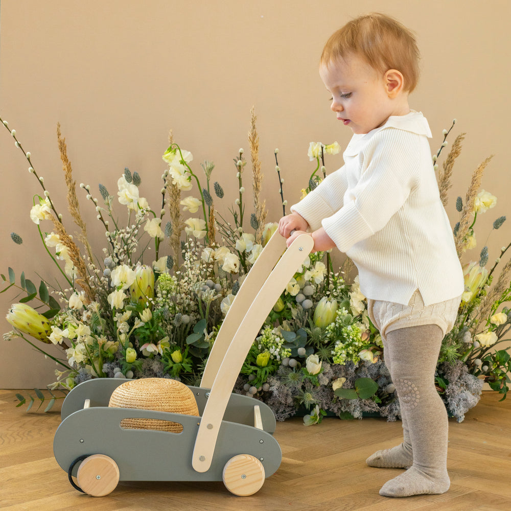 GoBabyGo teddy cotton crawling tights winter with non-slip pads in sand beige neutral
