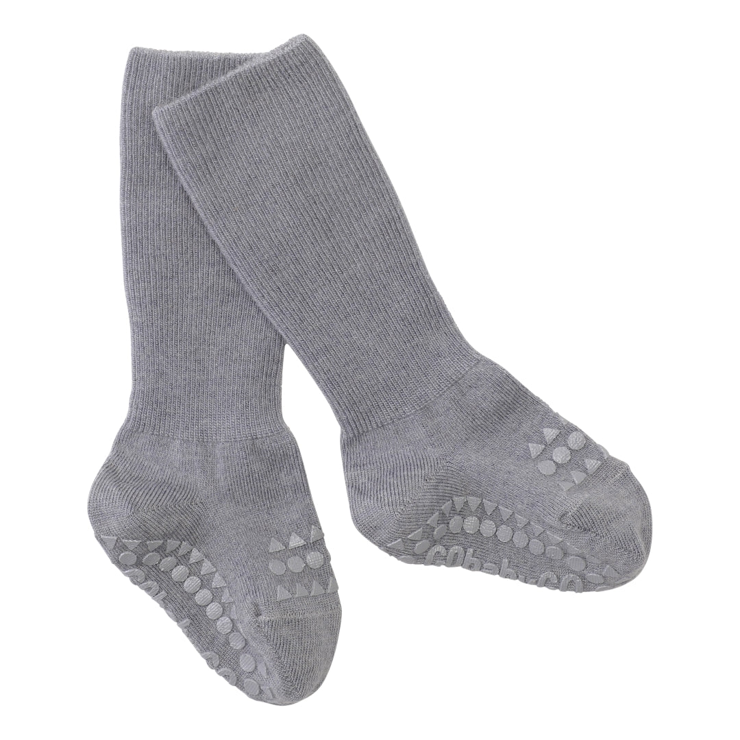 GoBabyGo Non-slip Wool winter socks for babies and toddler with rubber pads in light grey