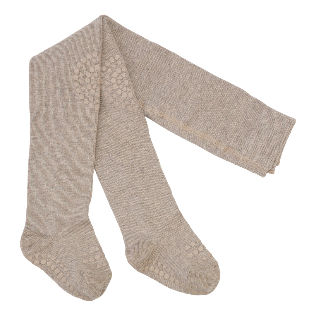 GoBabyGo teddy cotton crawling tights winter with non-slip pads in sand beige neutral 