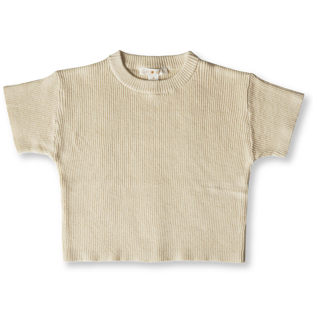 Grown kids Hemp Ribbed Tee (Lemonade) 