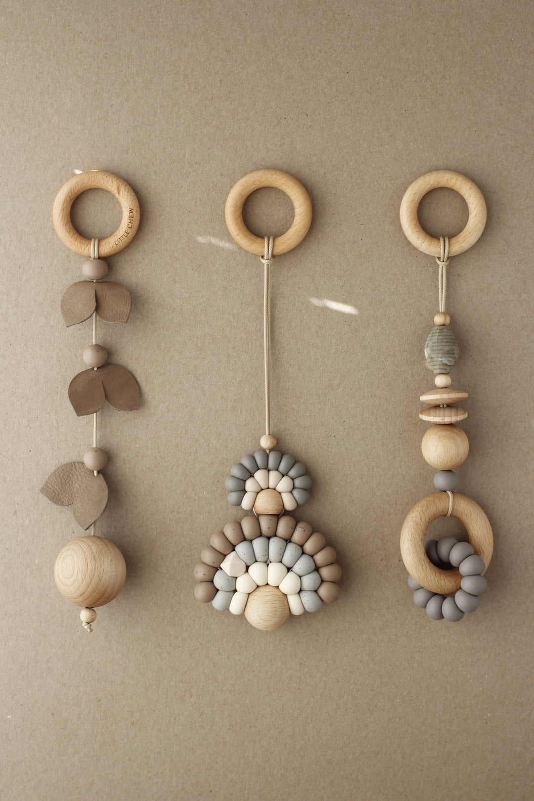Wooden play gym activity toy set rainbow neutral natural wood and silicone baby