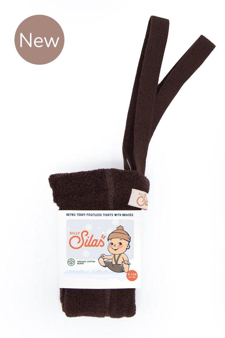 Teddy Warmy Footless Tights (Chocolate)