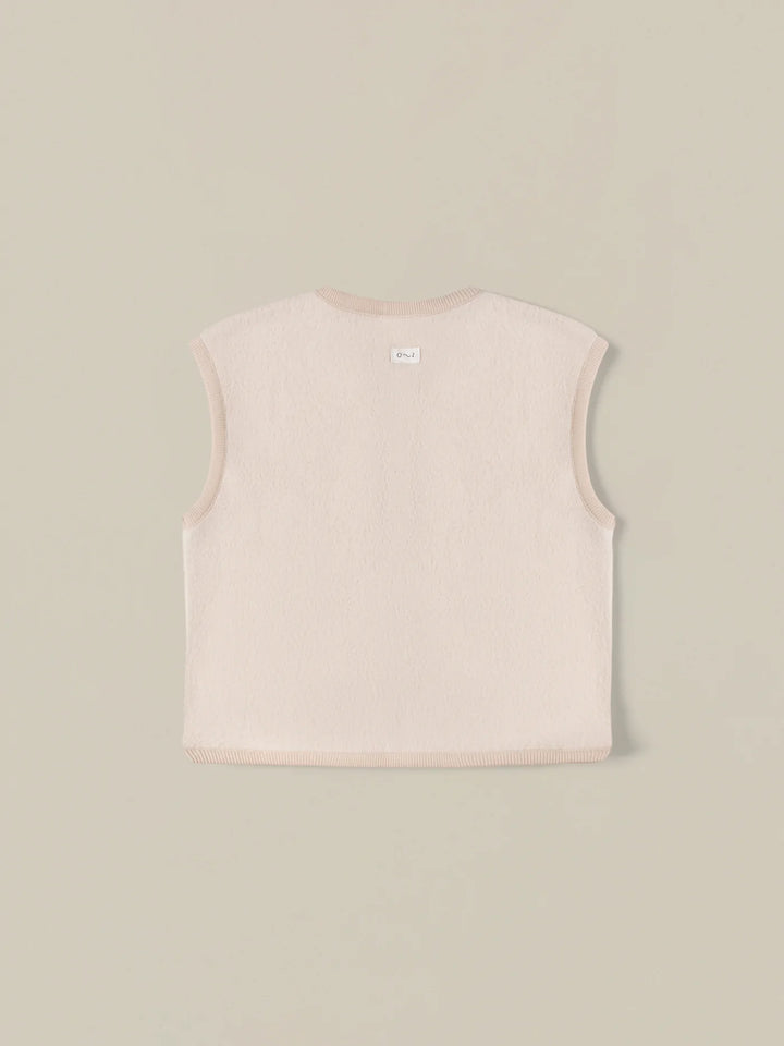 Organic zoo white almond kids winter teddy fleece vest with zip