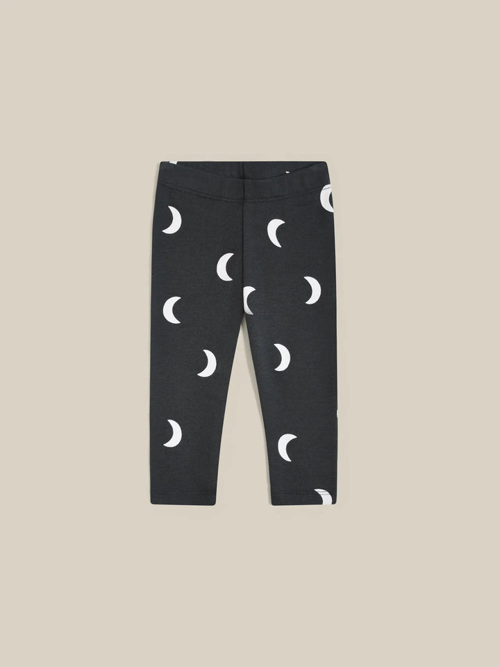 organic zoo Midnight Leggings black with white moon design for kids