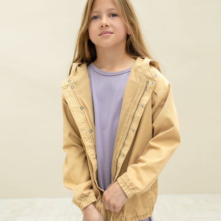 Phil&Phae twill winter autumn kids jacket denim beige neutral with hood