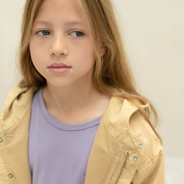 Phil&Phae twill winter autumn kids jacket denim beige neutral with hood