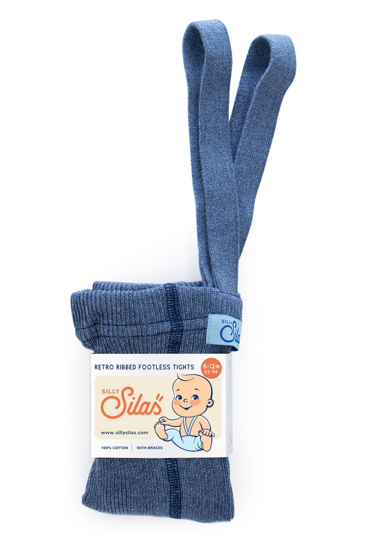 Footless Cotton Tights (Steel Blue Blend)
