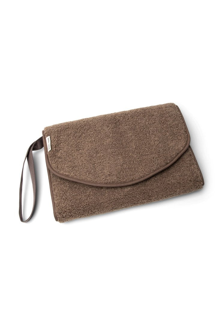 Brown chunky teddy change mat portable with strap
