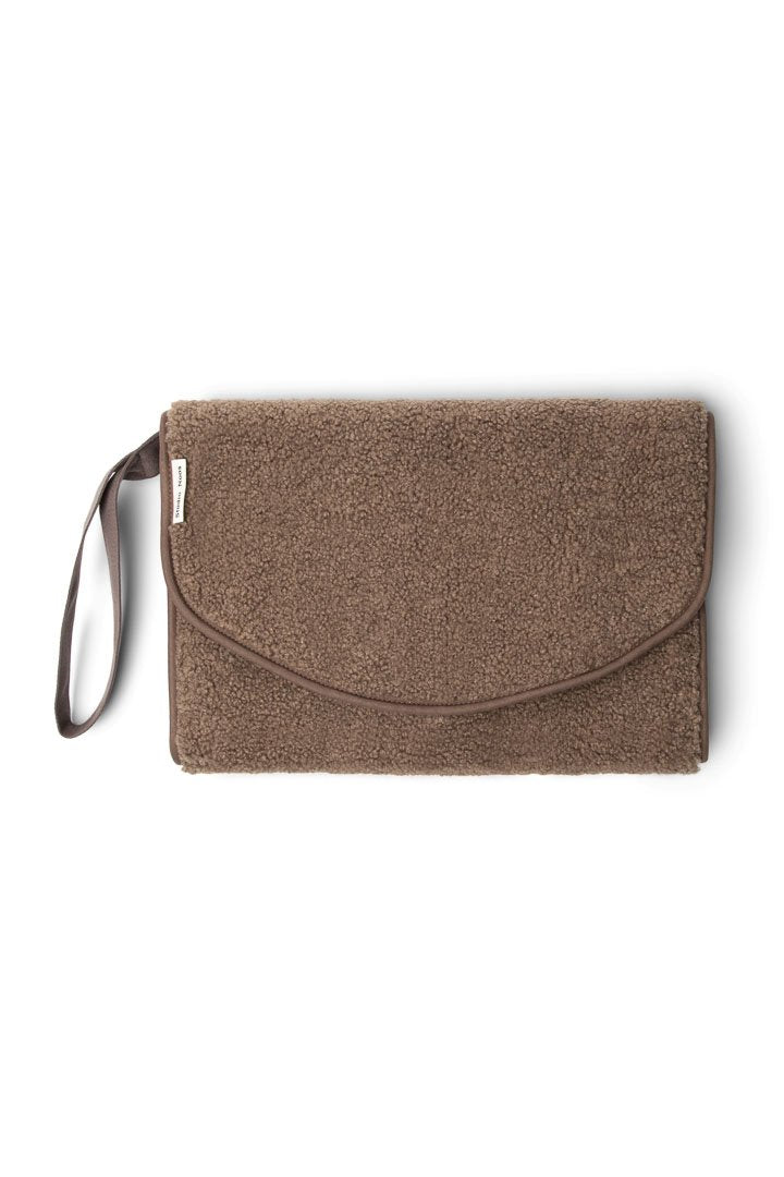 Brown chunky teddy change mat portable with strap