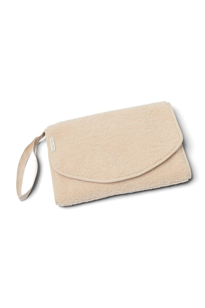 Beige white cream ecru  chunky teddy change mat portable with strap