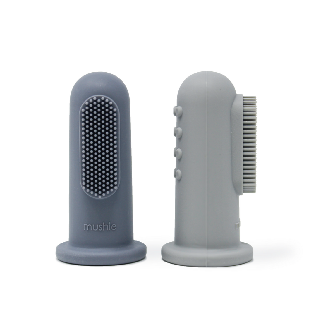 Light and dark blue baby finger toothbrush