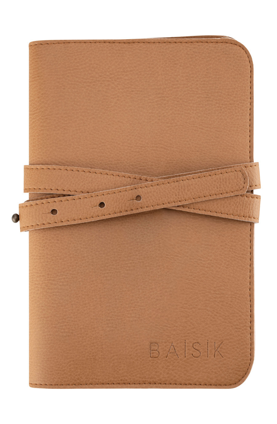 BAISIK nappy wallet pouch vegan leather natural with strap  brown