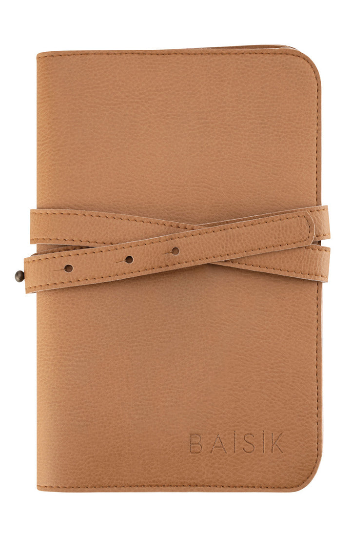 BAISIK nappy wallet pouch vegan leather natural with strap  brown