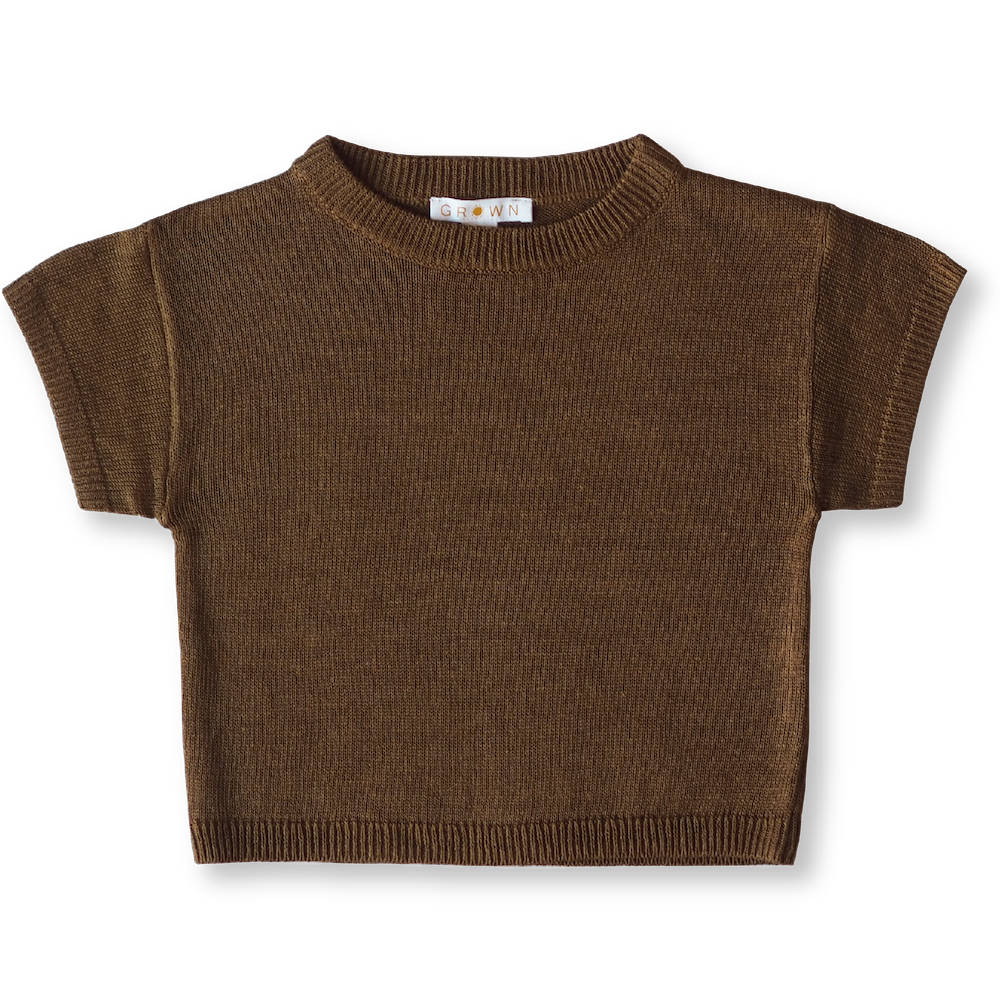 Grown Linen Knit Tee (Mocha) kids summer clothing