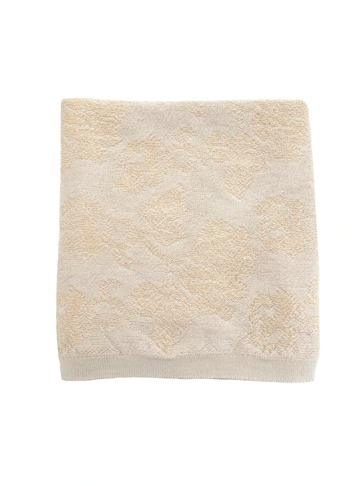 Hvid Knitwear organic merino wool baby kids blanket Edith pattern in oat beige sand neutral for newborn