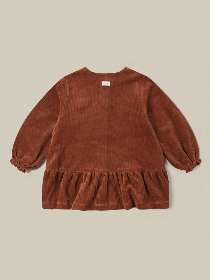 organic zoo winter corduroy picnic winter dress brown cinnamon