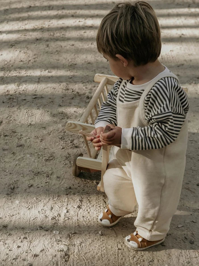 Organic zoo kids winter pebble natural white dungaree pants