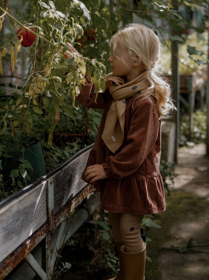 organic zoo winter corduroy picnic winter dress brown cinnamon