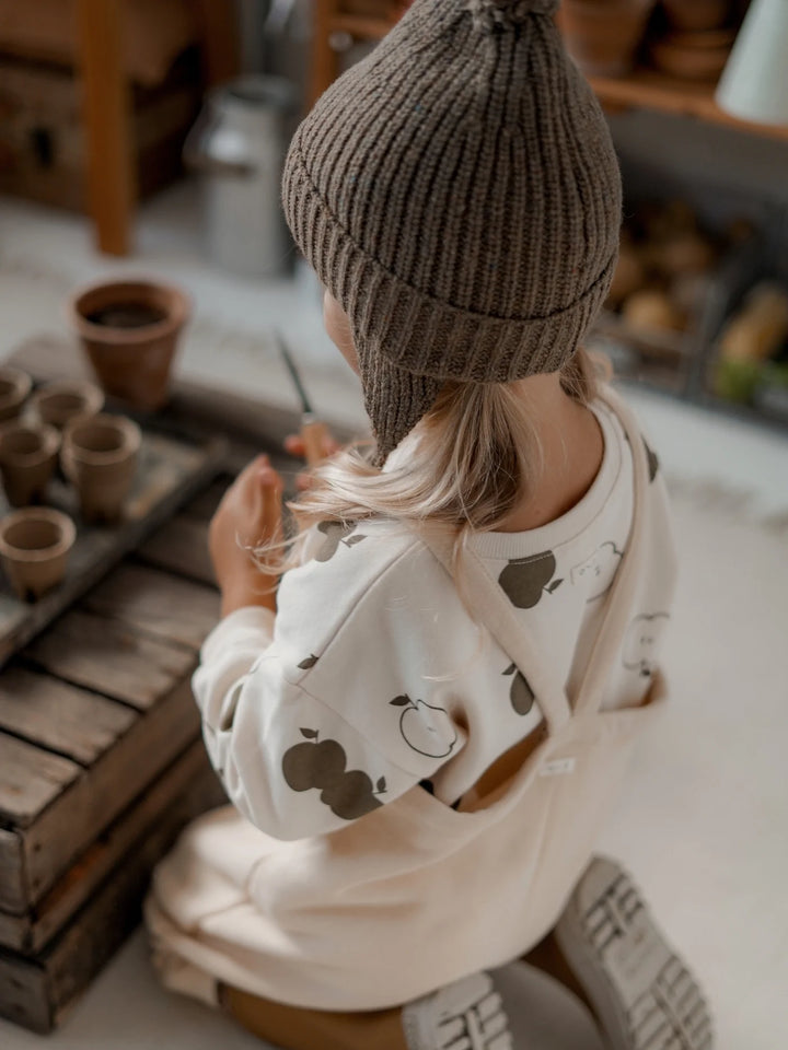 Organic zoo kids winter pebble natural white dungaree pants