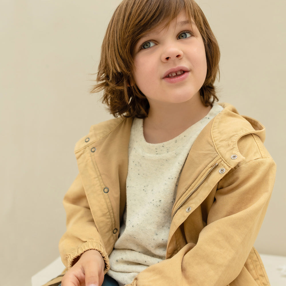 Phil&Phae twill winter autumn kids jacket denim beige neutral with hood
