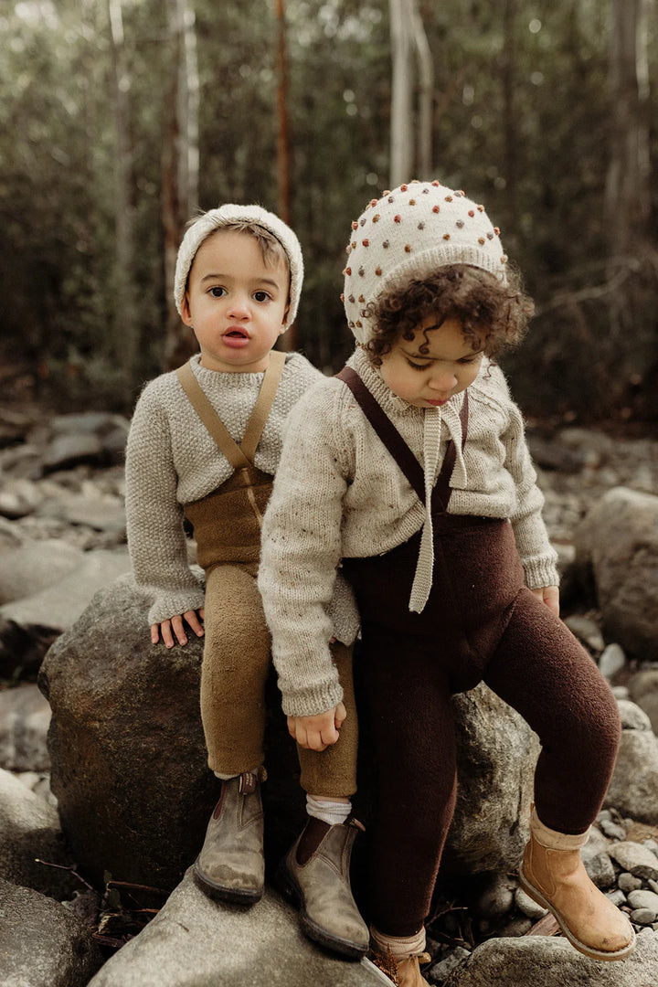 Teddy Warmy Footless Tights (Chocolate)