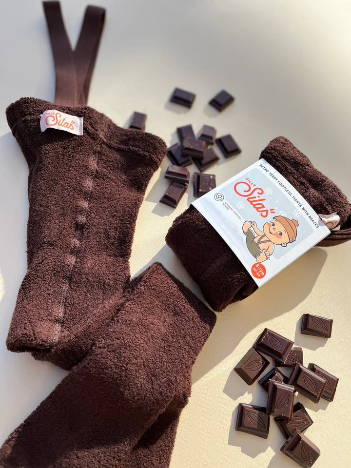 Teddy Warmy Footless Tights (Chocolate)