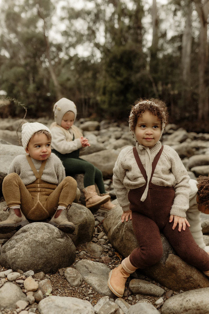 Teddy Warmy Footless Tights (Acorn Brown)