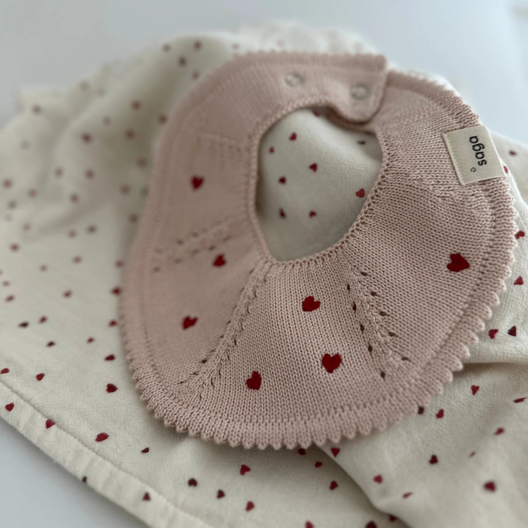 Knitted Baby Bib | Sweet Heart