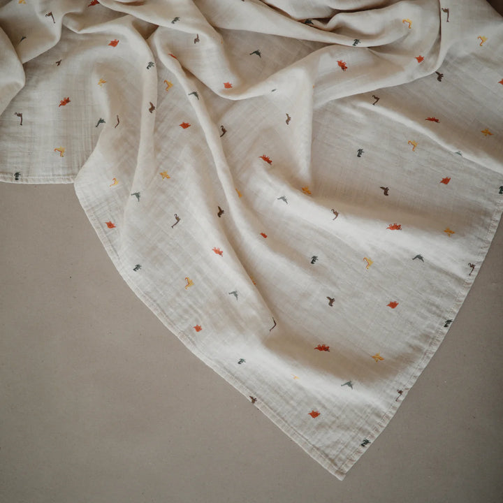 Organic Cotton Muslin Swaddle Blanket | Dinosaurs