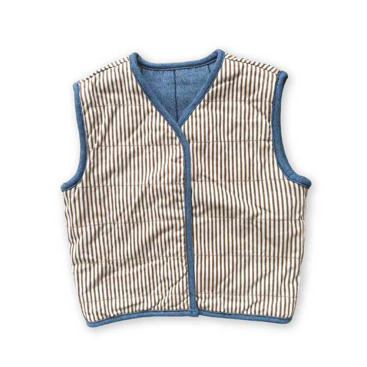 Quilted Reversible Vest - Denim & Paint