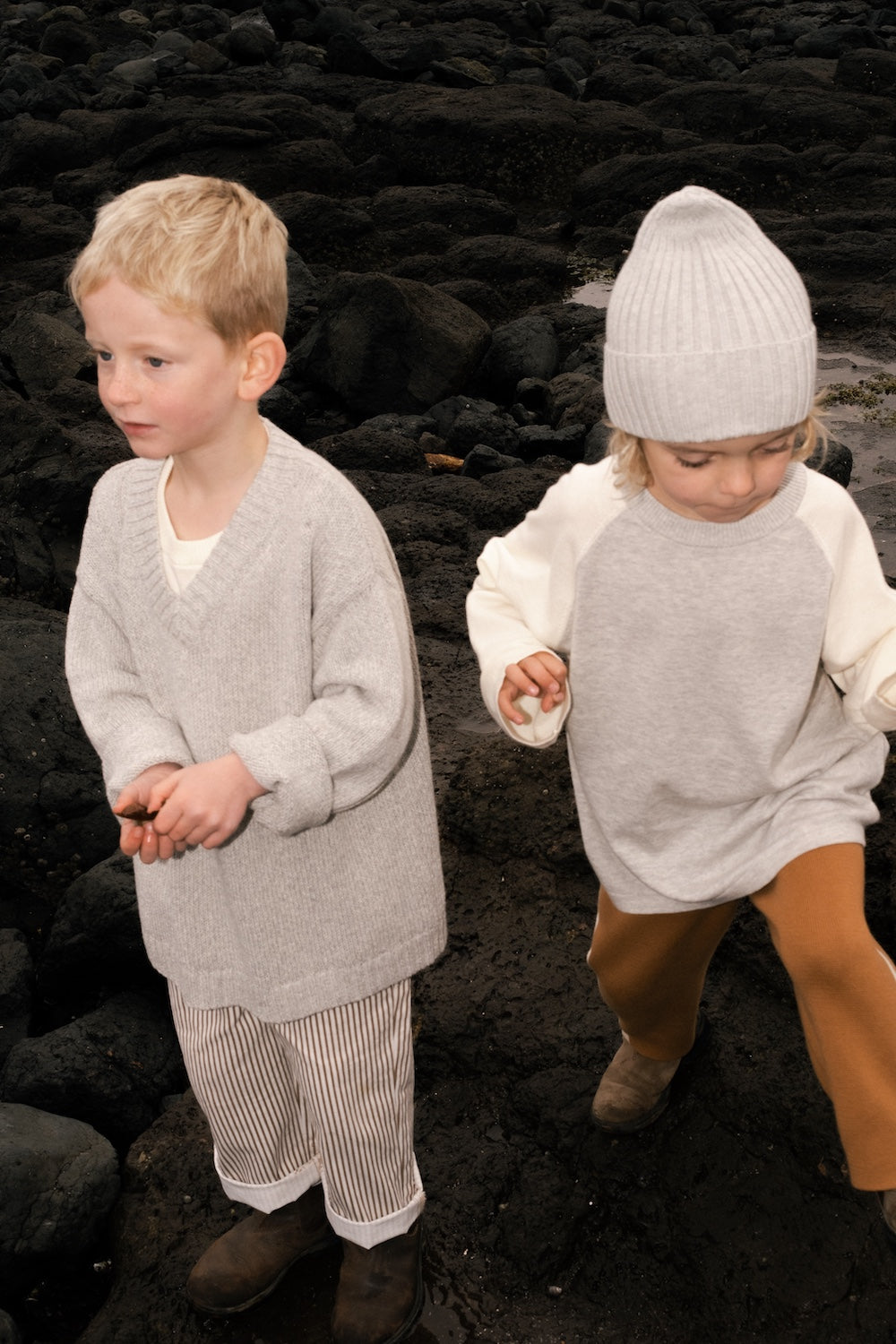 Ribbed Pixie Beanie - Grey Marle