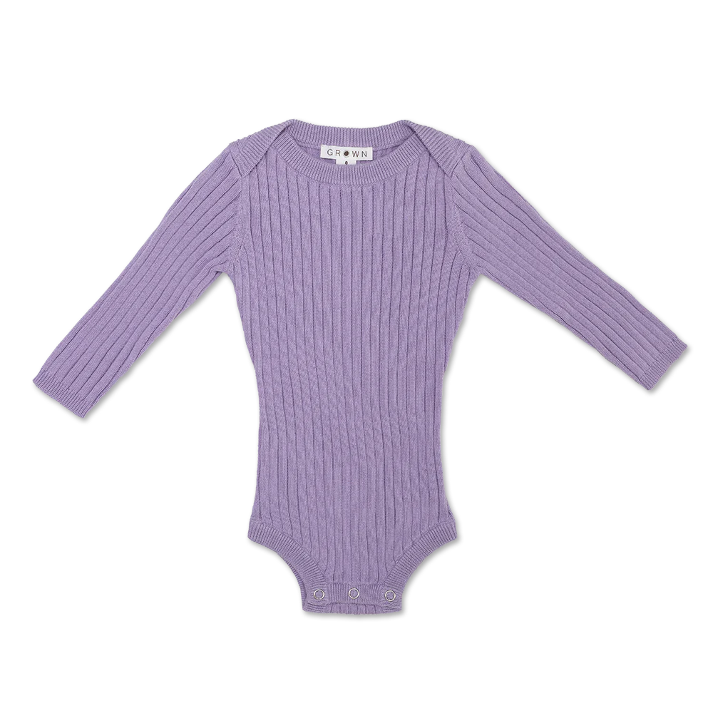 Organic Ribbed Essential Bodysuit - Lilac