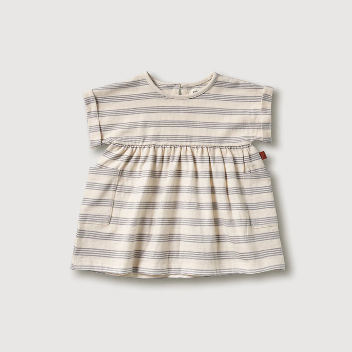 Organic Dress - Mist Stripe