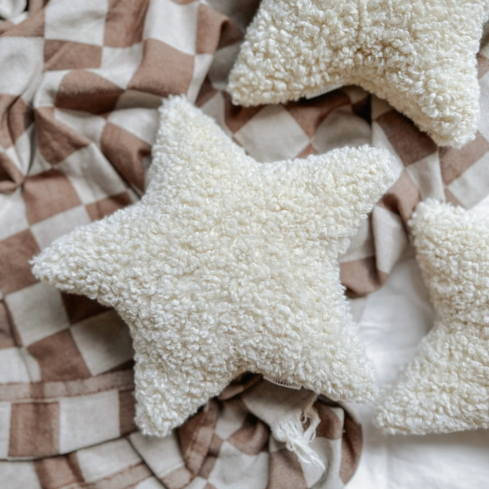 Lune&Co star Maia pillow cushion in sherpa natural beige ice cream 