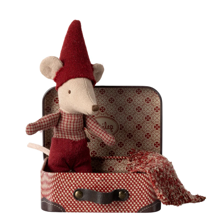 Maileg baby christmas mouse in suitcase