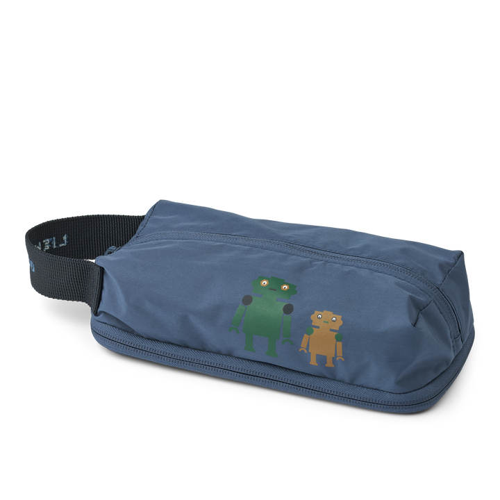 Melina Pencil Case | Robots/Indigo
