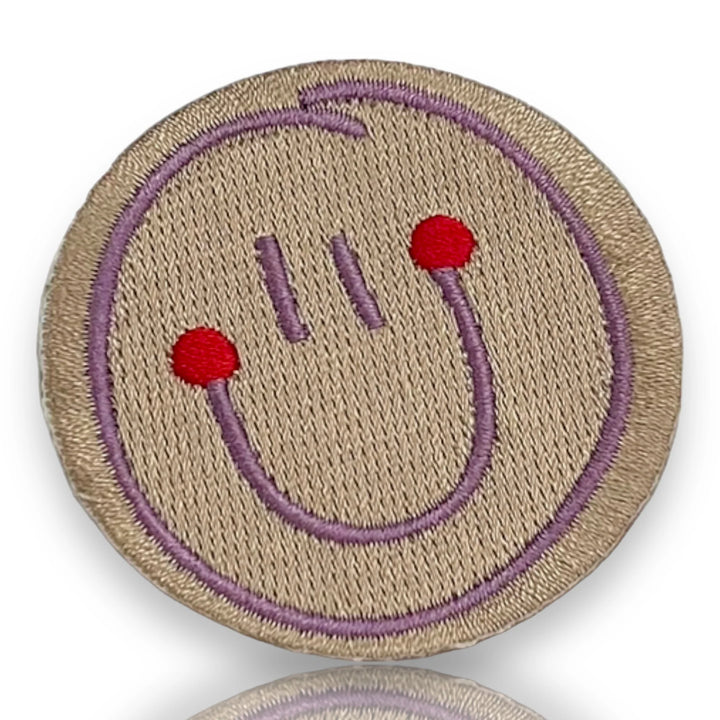 Iron-on Patch | Smiley lilac/red