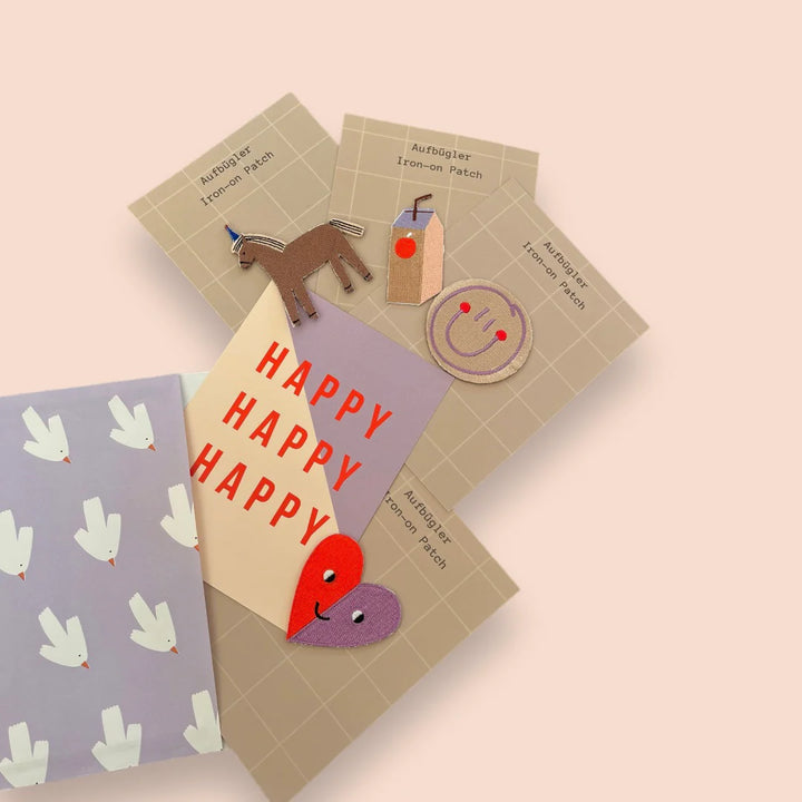 Iron-on Patch | Smiley lilac/red