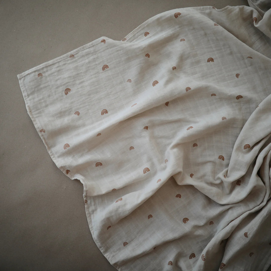 Organic Cotton Muslin Swaddle Blanket | Rainbows