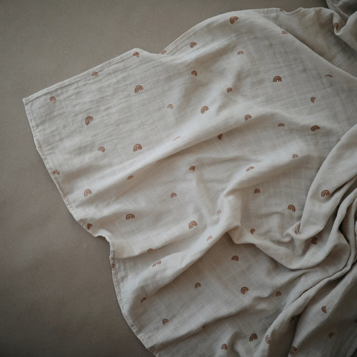 Organic Cotton Muslin Swaddle Blanket | Rainbows