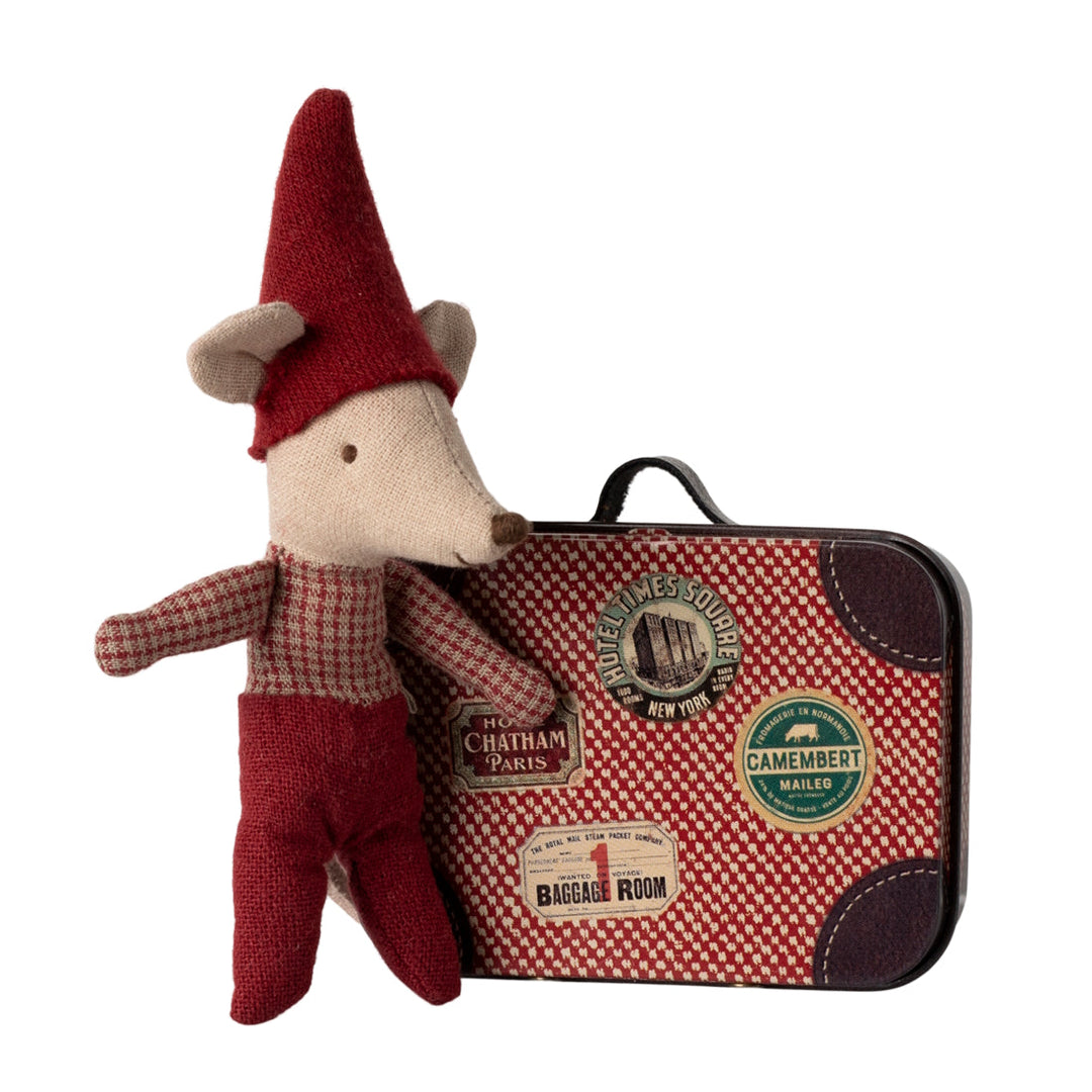 Maileg baby christmas mouse in suitcase