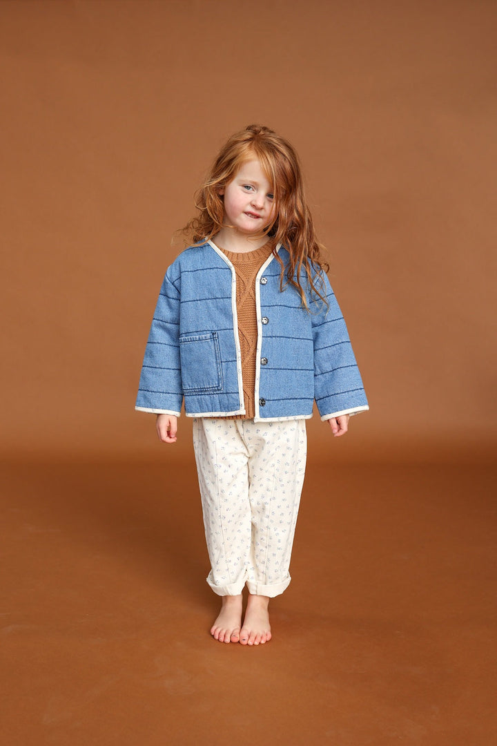 Quilted Reversible Jacket - Denim & Garden
