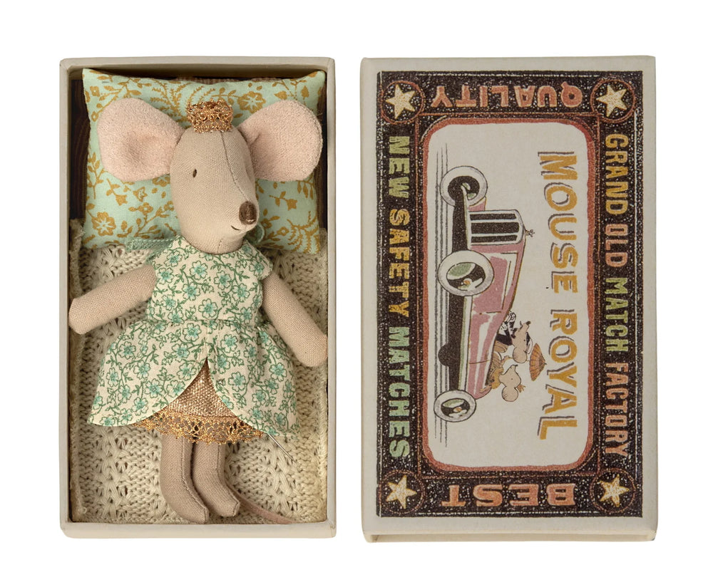 Maileg princess mouse in matchbox with crown 