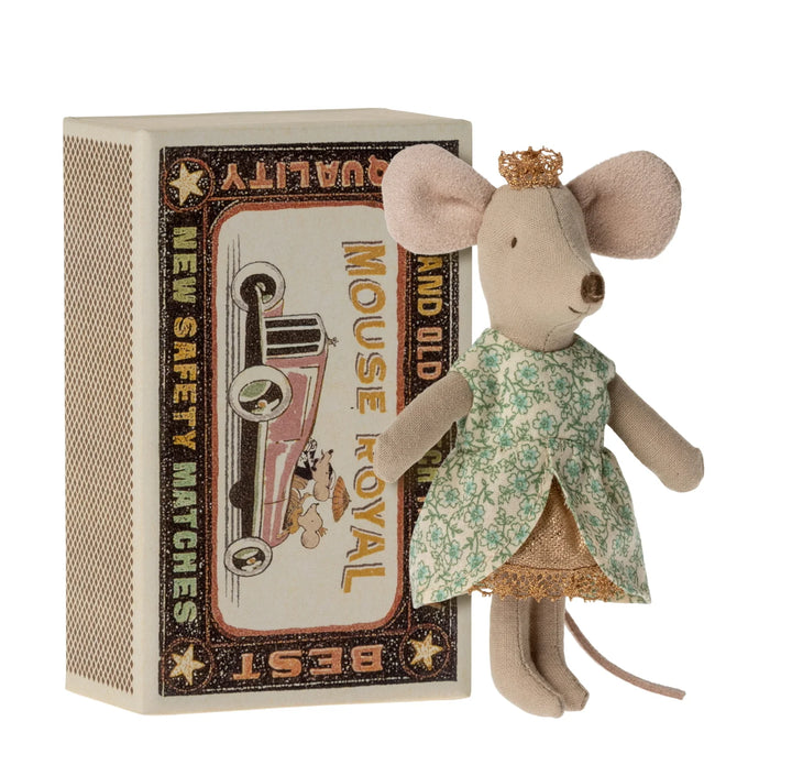 Maileg princess mouse in matchbox with crown 