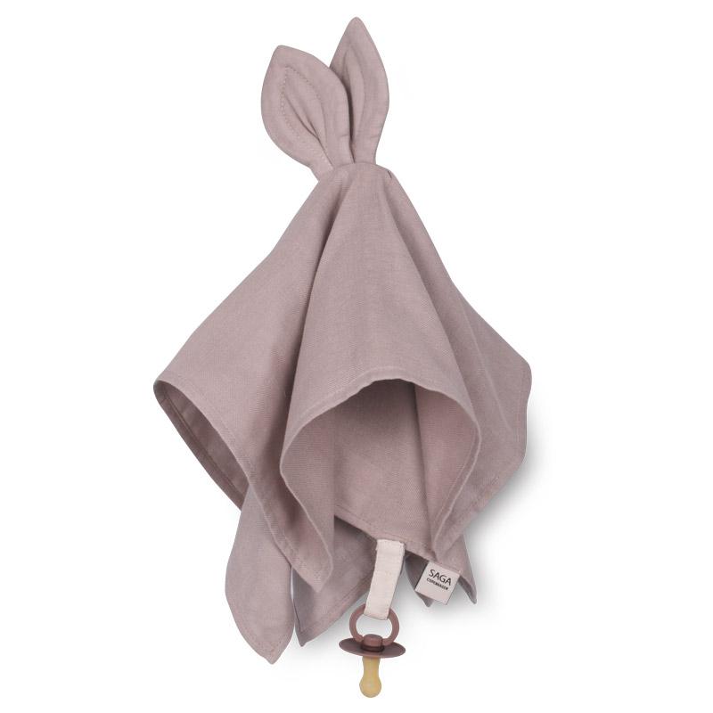 pink blush rose cloth with bunny ears and dummy 