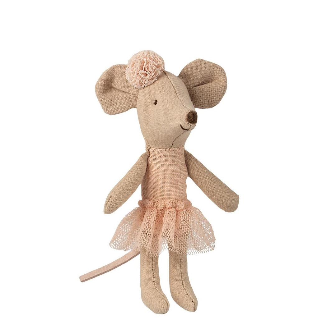 Maileg ballerina mouse with pink tutu and headband bow 