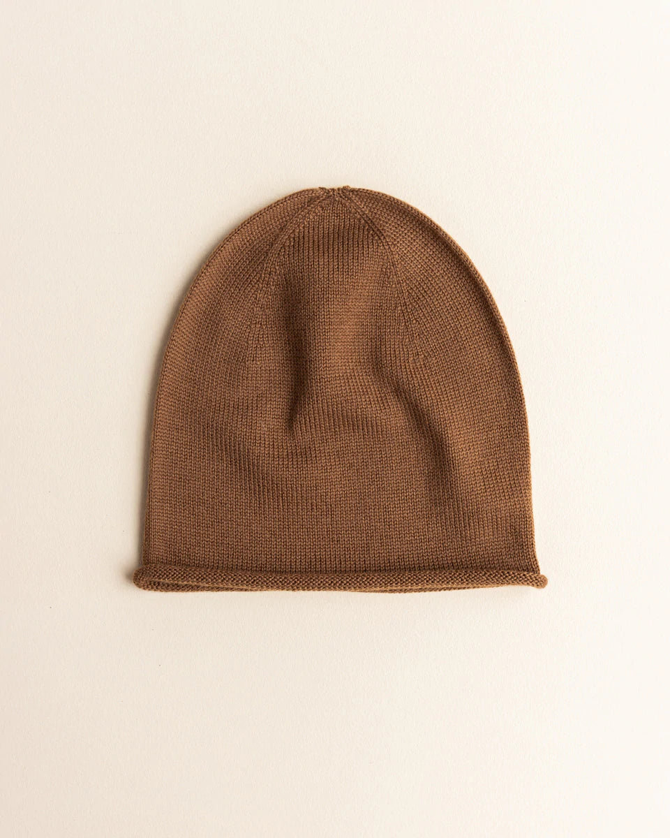 Hvid Knitwear Merino Wool Winter Beanie Hat for Kids and Toddlers in chocolate brown