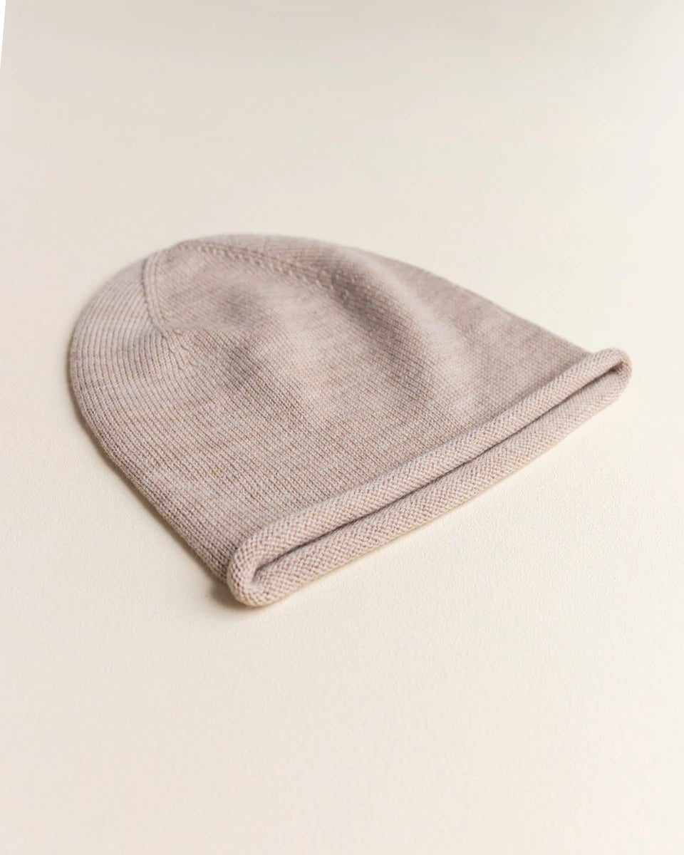 Hvid Knitwear Merino Wool Winter Beanie Hat for Kids and Toddlers in off-white neutral white ivory