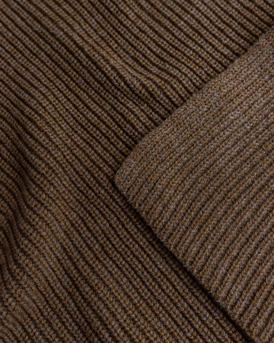 Hvid Knitwear organic merino wool baby kids blanket Edie pattern large rib  brown walnut for newborn 