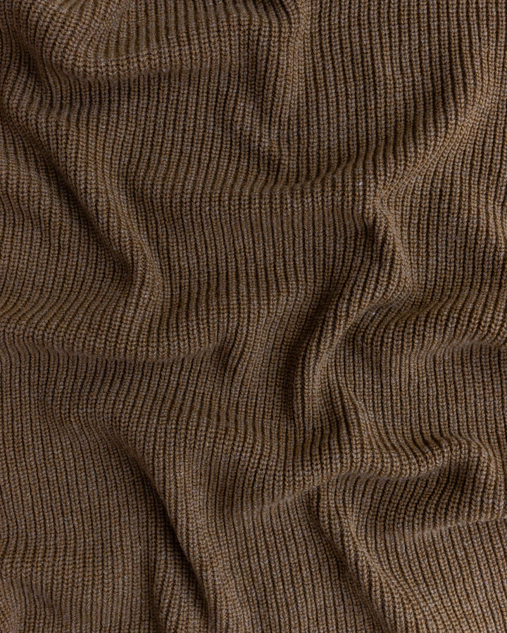 Hvid Knitwear organic merino wool baby kids blanket Edie pattern large rib  brown walnut for newborn 